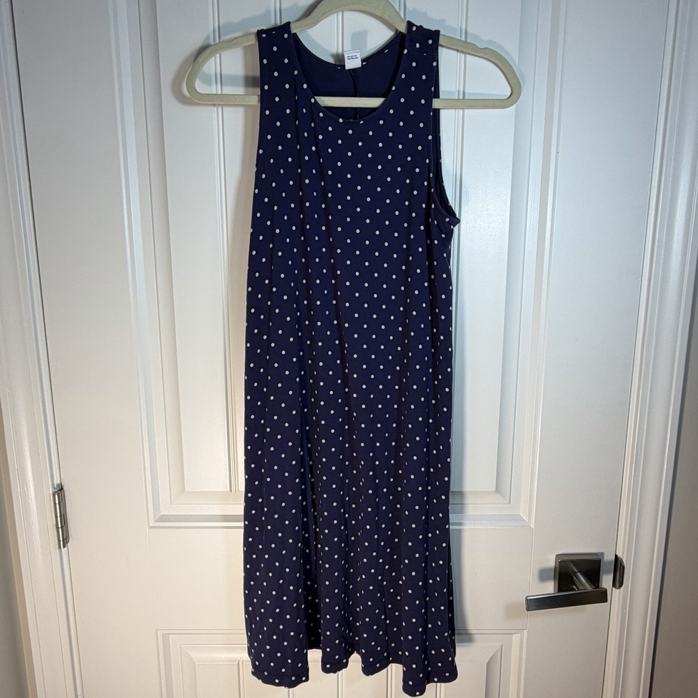Old Navy Navy White Polka Dot Sleeveless Swing Maxi‎ Dress Women's Small